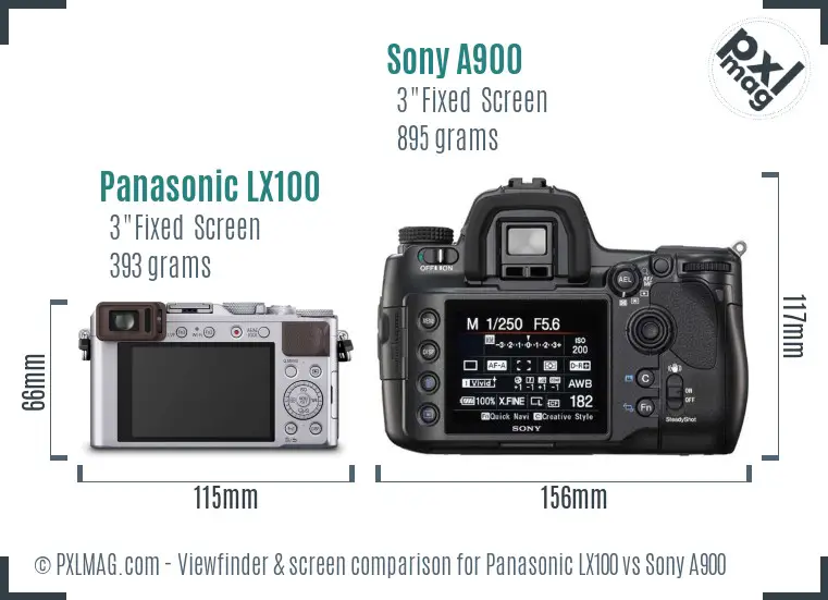 Panasonic LX100 vs Sony A900 Screen and Viewfinder comparison