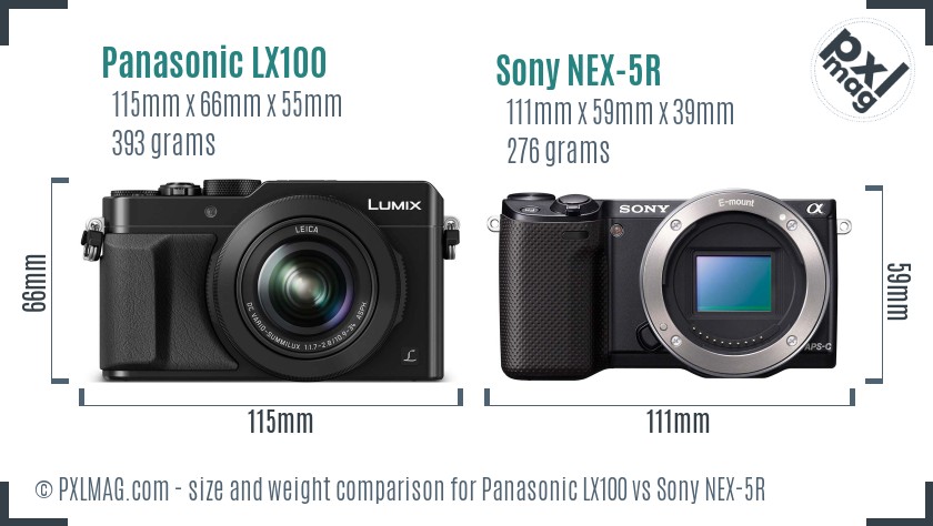 Panasonic LX100 vs Sony NEX-5R size comparison Panasonic LX100 vs Sony NEX-5R size comparison