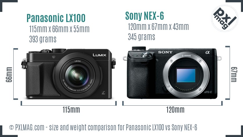 Panasonic LX100 vs Sony NEX-6 size comparison Panasonic LX100 vs Sony NEX-6 size comparison