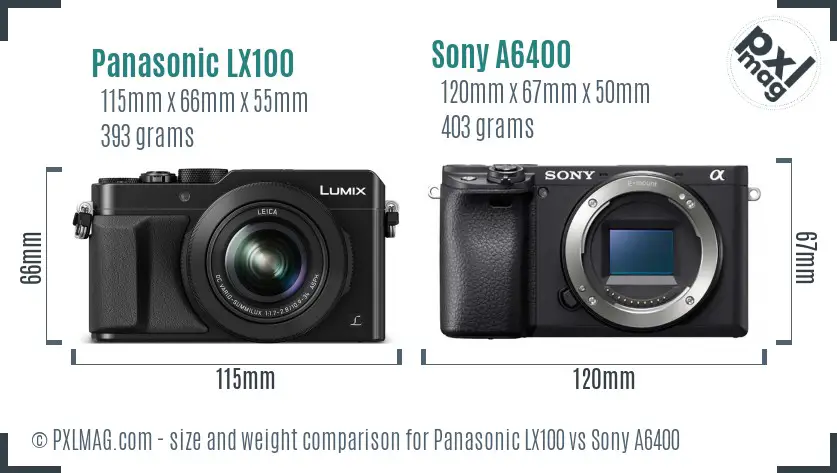 Panasonic LX100 vs Sony A6400 size comparison Panasonic LX100 vs Sony A6400 size comparison