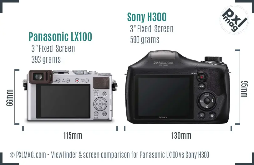 Panasonic LX100 vs Sony H300 Screen and Viewfinder comparison