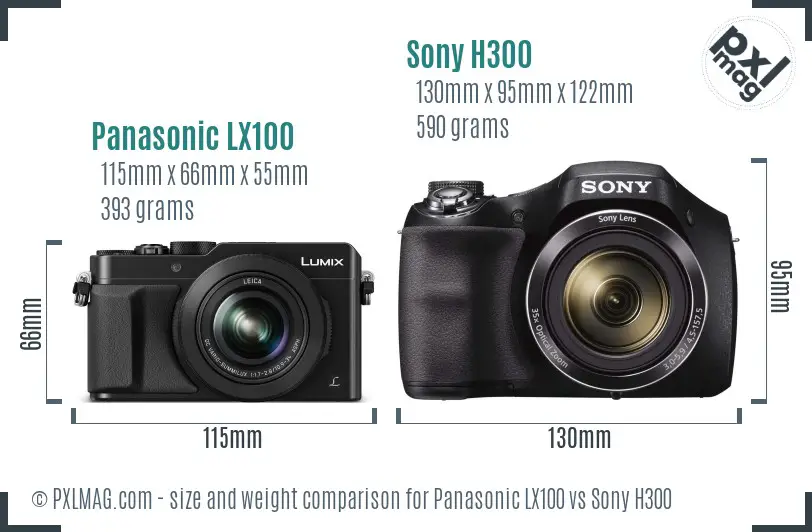 Panasonic LX100 vs Sony H300 size comparison