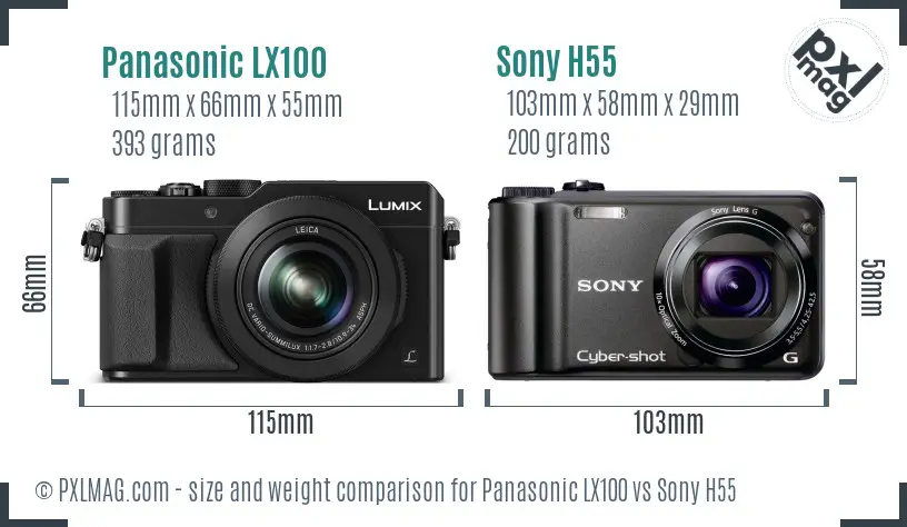 Panasonic LX100 vs Sony H55 size comparison Panasonic LX100 vs Sony H55 size comparison