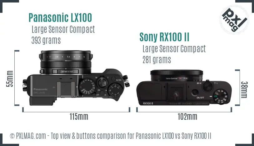 Panasonic LX100 vs Sony RX100 II top view buttons comparison