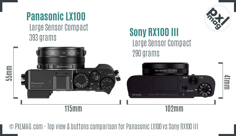 Panasonic LX100 vs Sony RX100 III top view buttons comparison