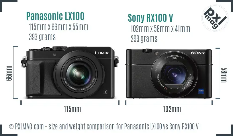 Panasonic LX100 vs Sony RX100 V size comparison