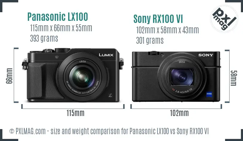 Panasonic LX100 vs Sony RX100 VI size comparison