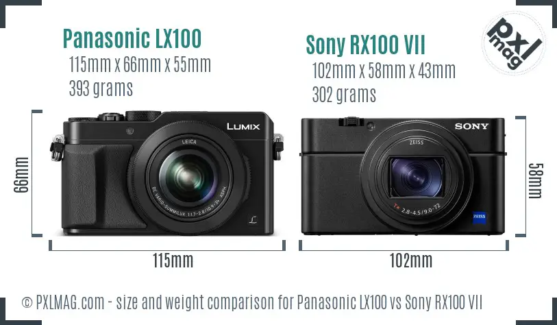 Panasonic LX100 vs Sony RX100 VII size comparison