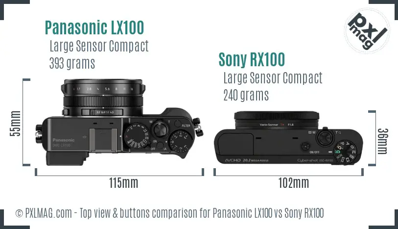 Panasonic LX100 vs Sony RX100 top view buttons comparison
