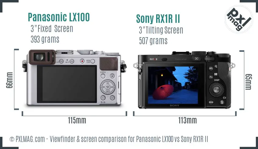 Panasonic LX100 vs Sony RX1R II Screen and Viewfinder comparison