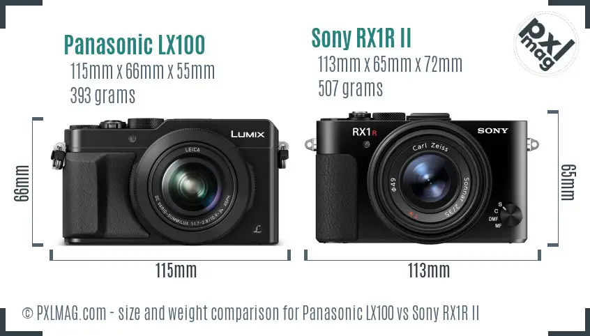 Panasonic LX100 vs Sony RX1R II size comparison