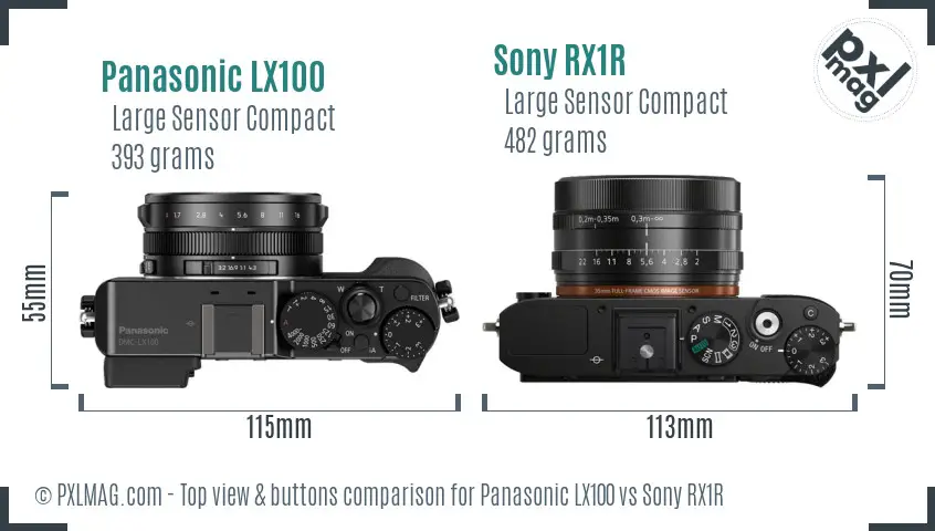 Panasonic LX100 vs Sony RX1R top view buttons comparison