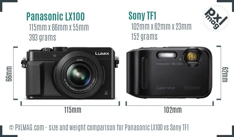 Panasonic LX100 vs Sony TF1 size comparison