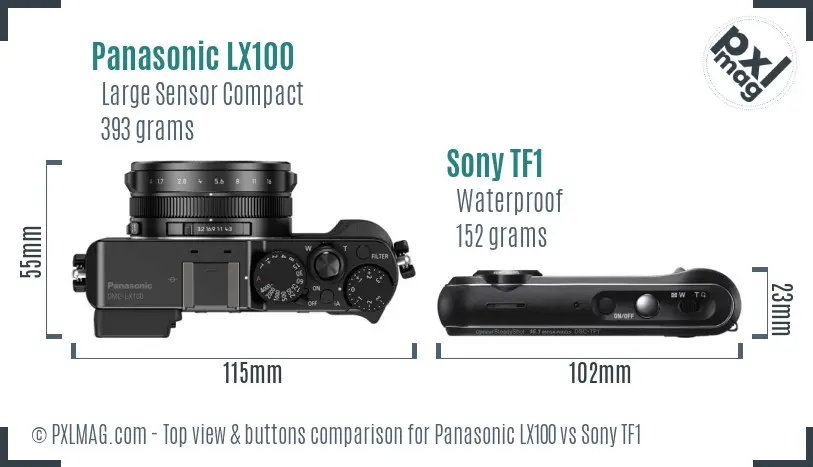 Panasonic LX100 vs Sony TF1 top view buttons comparison