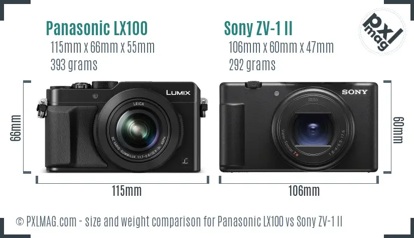 Panasonic LX100 vs Sony ZV-1 II size comparison