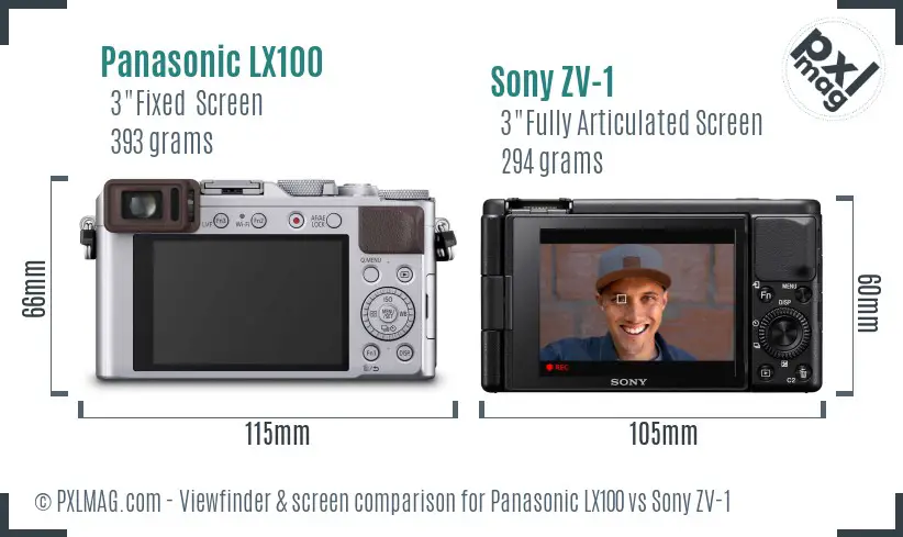 Panasonic LX100 vs Sony ZV-1 Screen and Viewfinder comparison