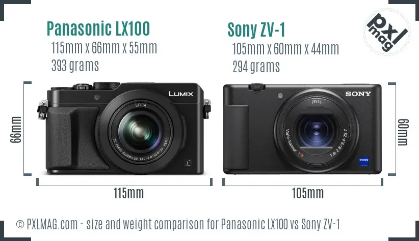 Panasonic LX100 vs Sony ZV-1 size comparison