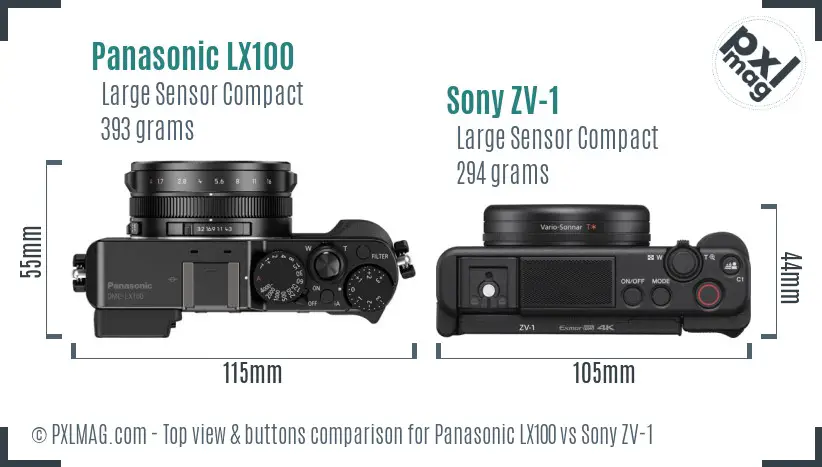 Panasonic LX100 vs Sony ZV-1 top view buttons comparison