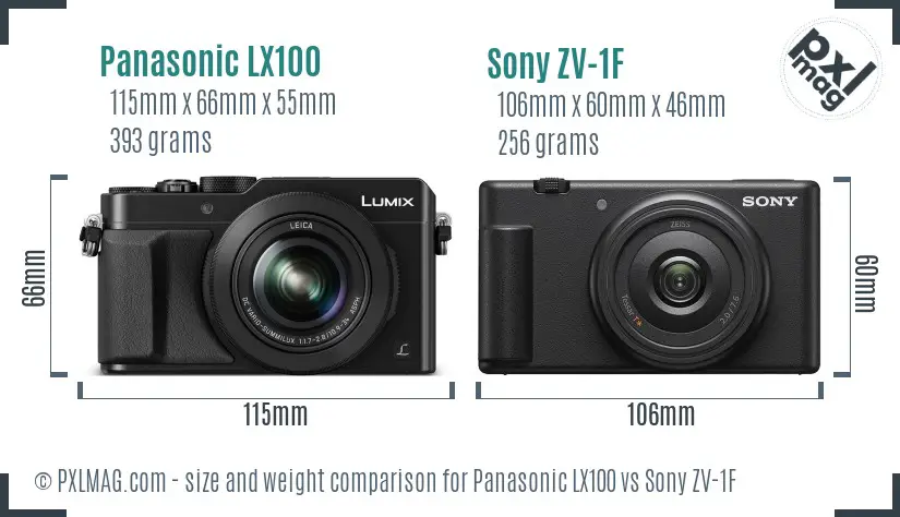 Panasonic LX100 vs Sony ZV-1F size comparison