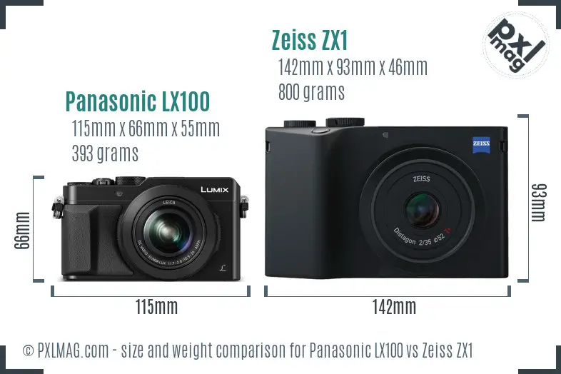Panasonic LX100 vs Zeiss ZX1 size comparison