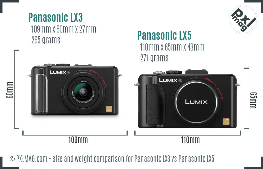 Panasonic LX3 vs Panasonic LX5 size comparison