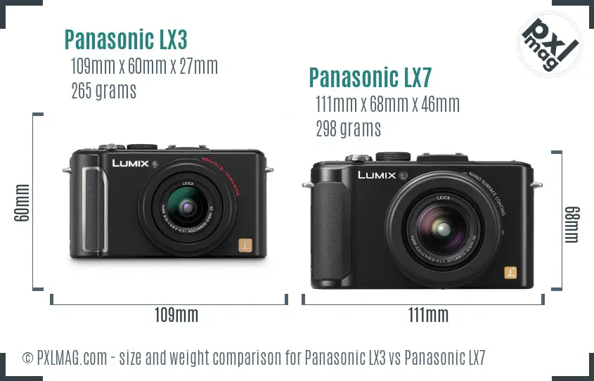 Panasonic LX3 vs Panasonic LX7 size comparison