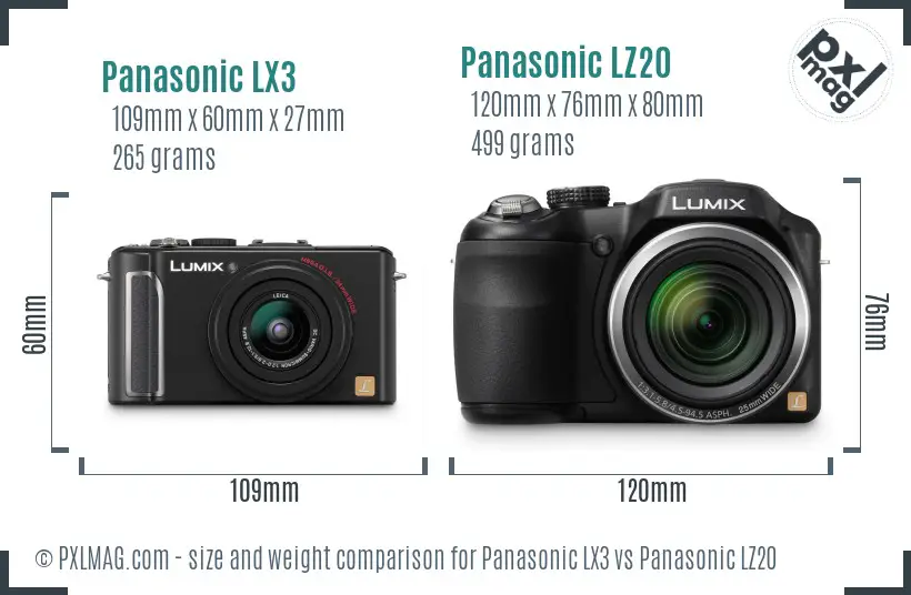 Panasonic LX3 vs Panasonic LZ20 size comparison