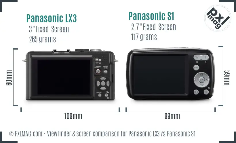 Panasonic LX3 vs Panasonic S1 Screen and Viewfinder comparison