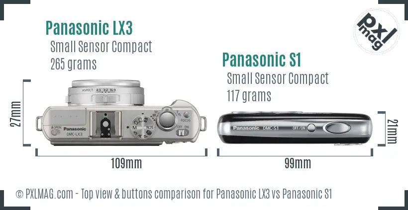 Panasonic LX3 vs Panasonic S1 top view buttons comparison