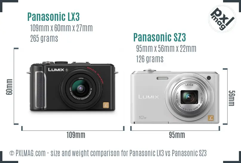 Panasonic LX3 vs Panasonic SZ3 size comparison