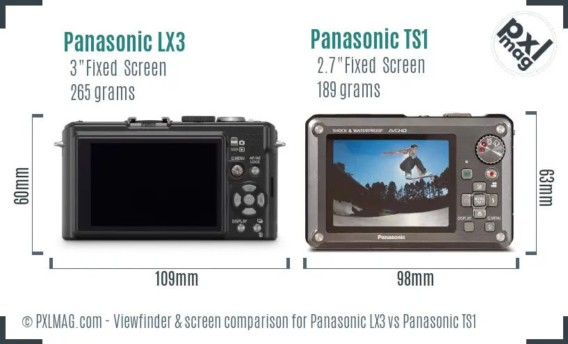 Panasonic LX3 vs Panasonic TS1 Screen and Viewfinder comparison