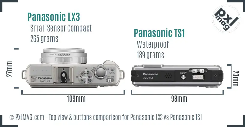 Panasonic LX3 vs Panasonic TS1 top view buttons comparison