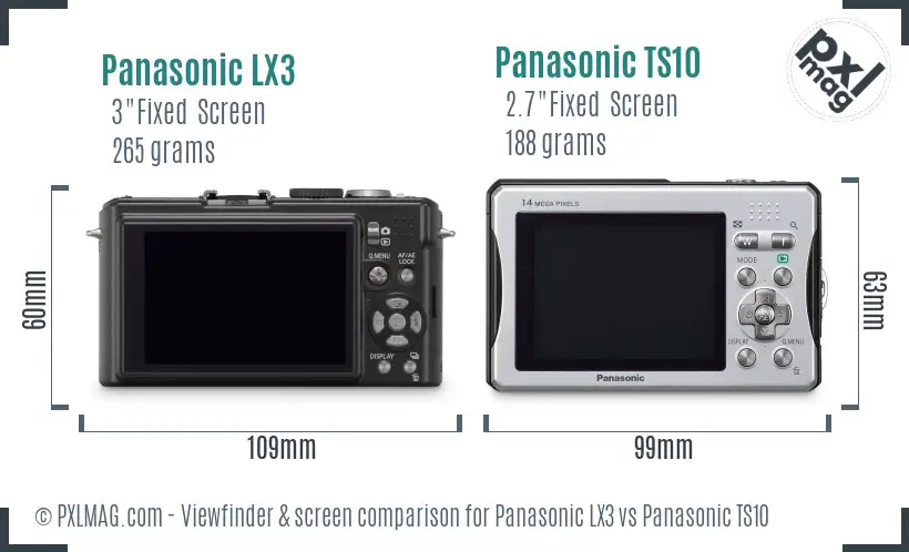 Panasonic LX3 vs Panasonic TS10 Screen and Viewfinder comparison