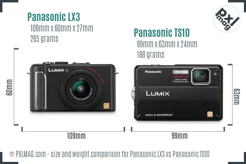 Panasonic LX3 vs Panasonic TS10 size comparison