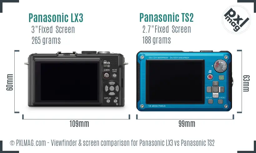 Panasonic LX3 vs Panasonic TS2 Screen and Viewfinder comparison