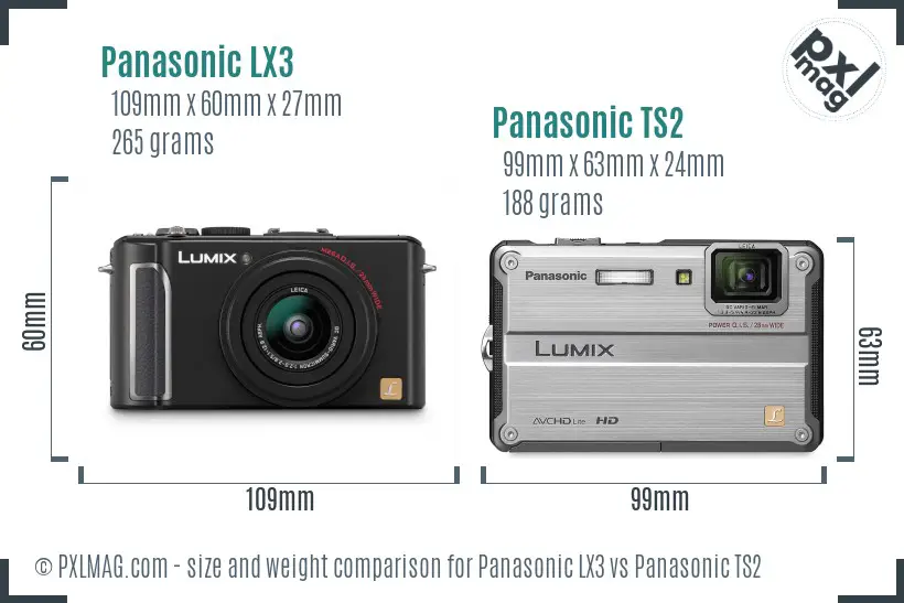Panasonic LX3 vs Panasonic TS2 size comparison