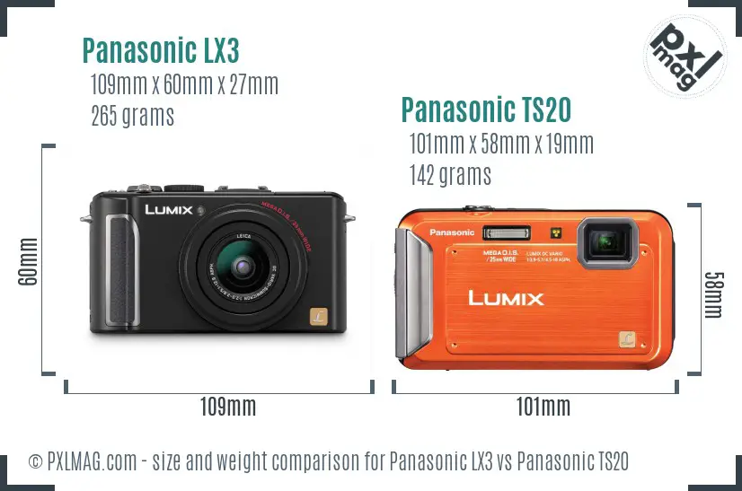 Panasonic LX3 vs Panasonic TS20 size comparison