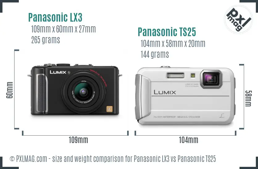 Panasonic LX3 vs Panasonic TS25 size comparison