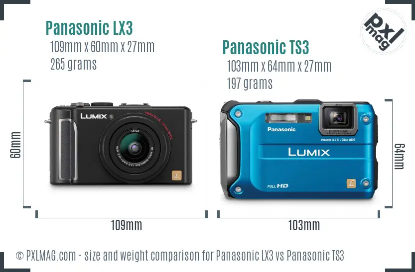 Panasonic LX3 vs Panasonic TS3 size comparison