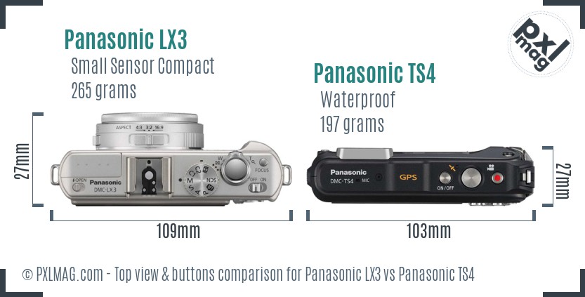 Panasonic LX3 vs Panasonic TS4 top view buttons comparison