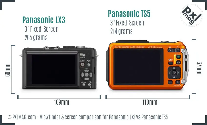 Panasonic LX3 vs Panasonic TS5 Screen and Viewfinder comparison
