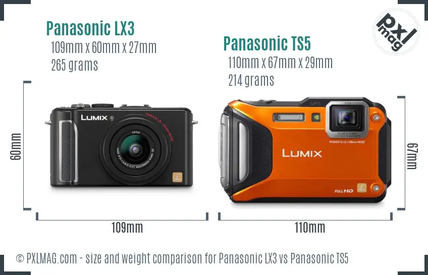 Panasonic LX3 vs Panasonic TS5 size comparison