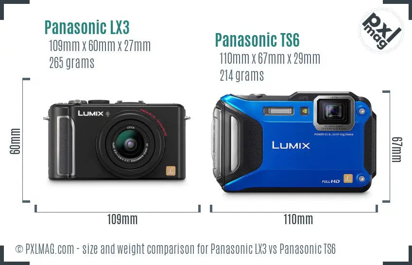 Panasonic LX3 vs Panasonic TS6 size comparison