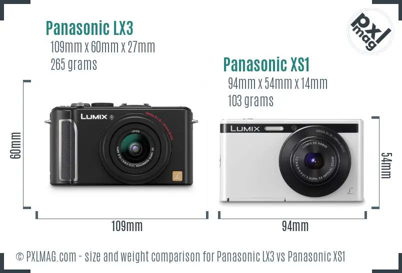 Panasonic LX3 vs Panasonic XS1 size comparison