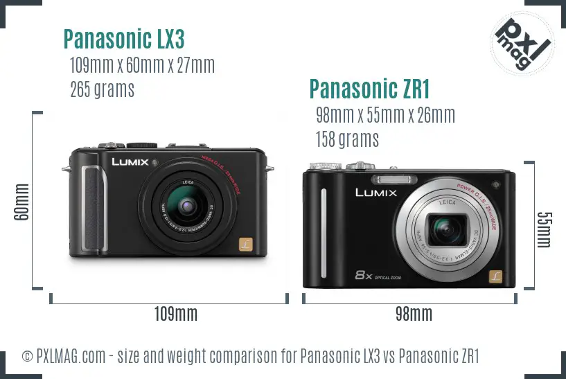 Panasonic LX3 vs Panasonic ZR1 size comparison