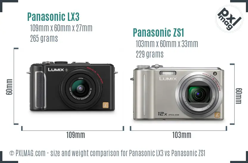 Panasonic LX3 vs Panasonic ZS1 size comparison