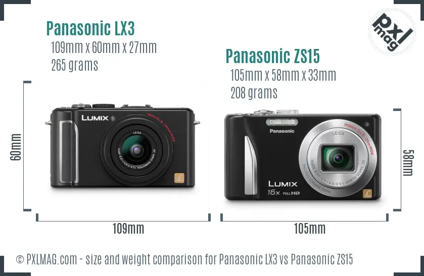 Panasonic LX3 vs Panasonic ZS15 size comparison