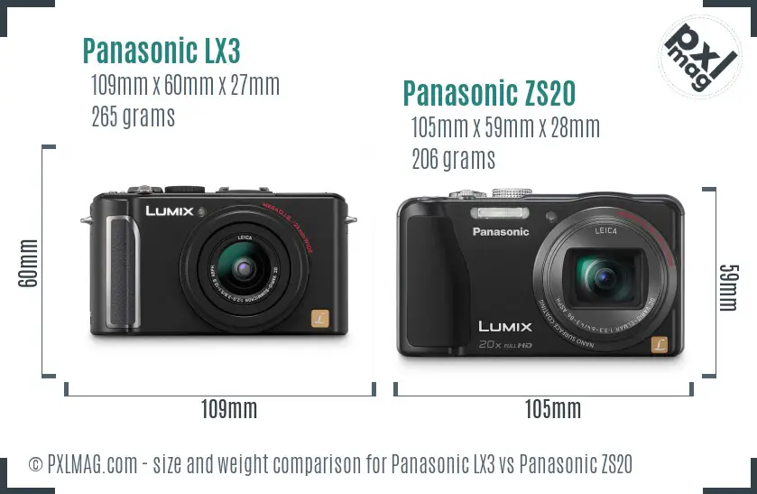 Panasonic LX3 vs Panasonic ZS20 size comparison