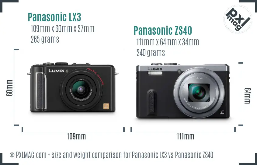 Panasonic LX3 vs Panasonic ZS40 size comparison