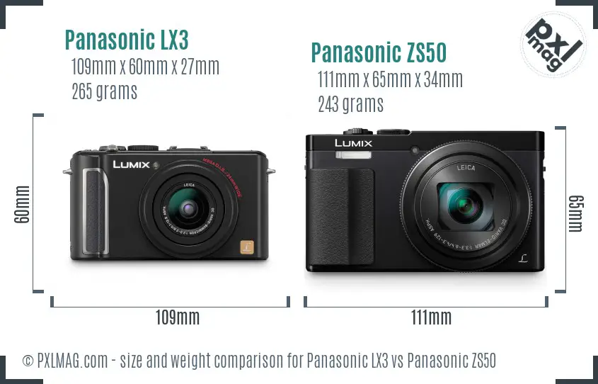 Panasonic LX3 vs Panasonic ZS50 size comparison